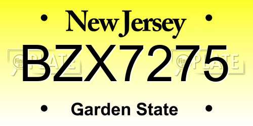 BZX7275 New Jersey License Plate