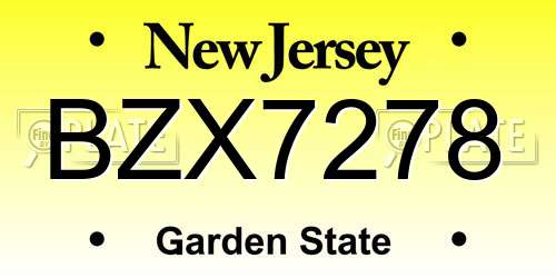 BZX7278 New Jersey License Plate