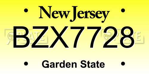 BZX7728 New Jersey License Plate