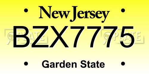 BZX7775 New Jersey License Plate