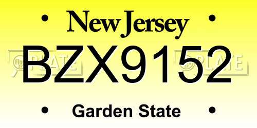 BZX9152 New Jersey License Plate