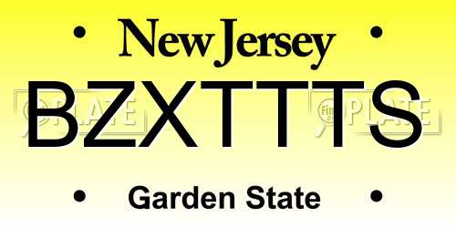 BZXTTTS New Jersey License Plate