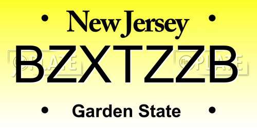 BZXTZZB New Jersey License Plate