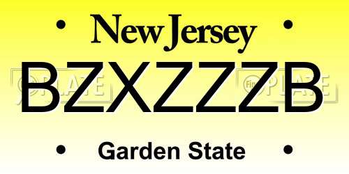 BZXZZZB New Jersey License Plate