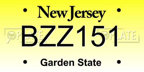 BZZ151 New Jersey License Plate