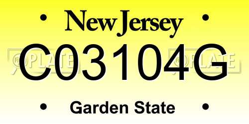 C03104G New Jersey License Plate