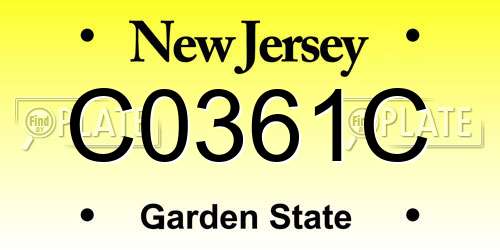 C0361C New Jersey License Plate