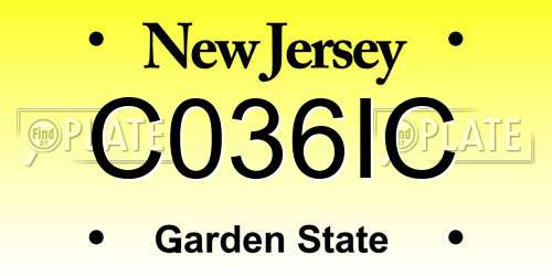 C036IC New Jersey License Plate