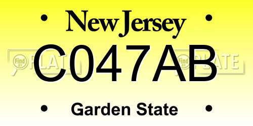 C047AB New Jersey License Plate