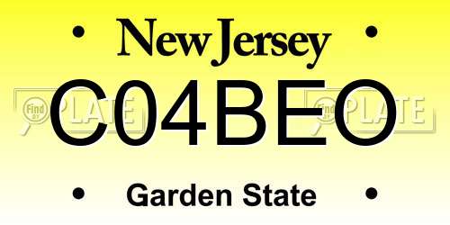 C04BEO New Jersey License Plate