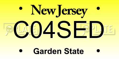 C04SED New Jersey License Plate