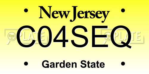 C04SEQ New Jersey License Plate
