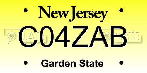 C04ZAB New Jersey License Plate