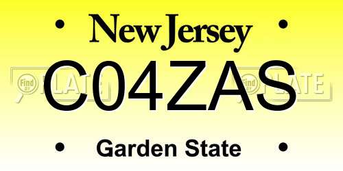 C04ZAS New Jersey License Plate