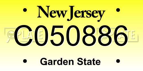 C050886 New Jersey License Plate