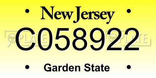 C058922 New Jersey License Plate