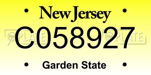 C058927 New Jersey License Plate
