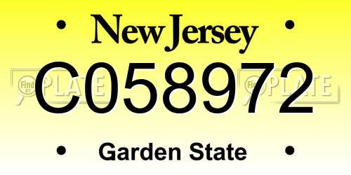 C058972 New Jersey License Plate