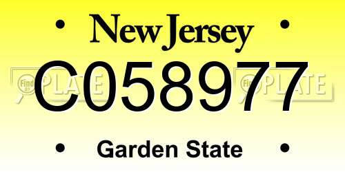 C058977 New Jersey License Plate