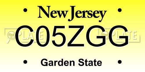 C05ZGG New Jersey License Plate