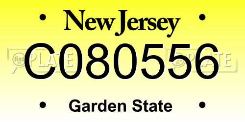 C080556 New Jersey License Plate
