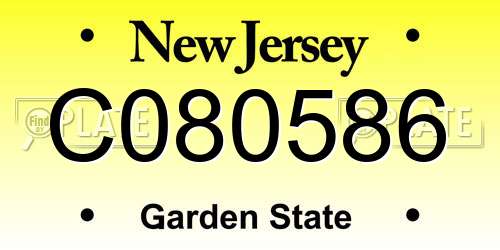 C080586 New Jersey License Plate