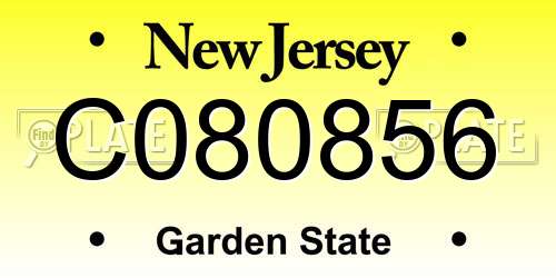 C080856 New Jersey License Plate