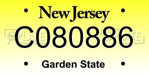 C080886 New Jersey License Plate