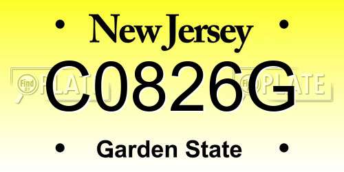 C0826G New Jersey License Plate