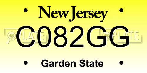 C082GG New Jersey License Plate