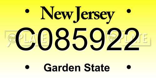 C085922 New Jersey License Plate