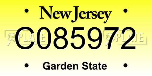 C085972 New Jersey License Plate