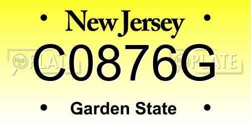 C0876G New Jersey License Plate
