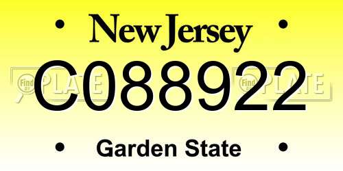 C088922 New Jersey License Plate
