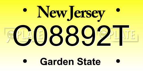 C08892T New Jersey License Plate