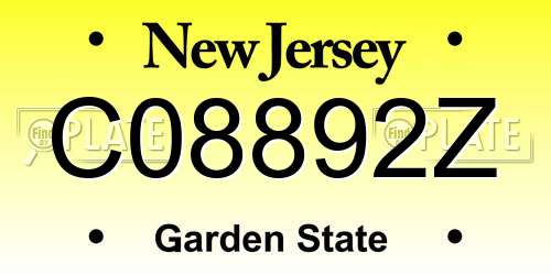 C08892Z New Jersey License Plate