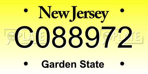 C088972 New Jersey License Plate