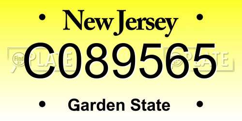 C089565 New Jersey License Plate