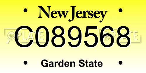 C089568 New Jersey License Plate