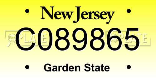 C089865 New Jersey License Plate