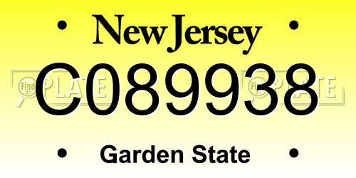 C089938 New Jersey License Plate