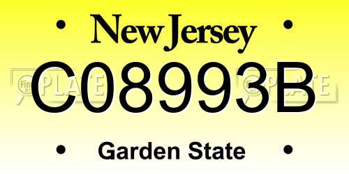 C08993B New Jersey License Plate