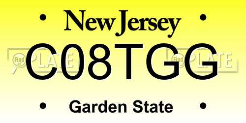 C08TGG New Jersey License Plate
