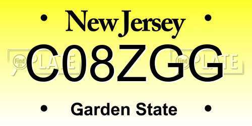 C08ZGG New Jersey License Plate