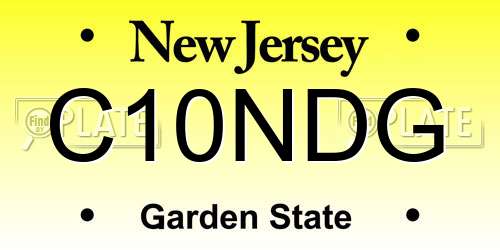 C10NDG New Jersey License Plate