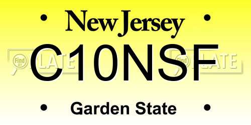 C10NSF New Jersey License Plate
