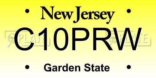 C10PRW New Jersey License Plate