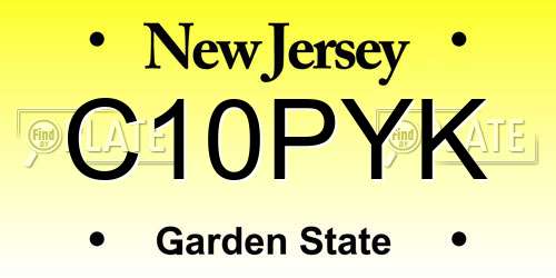C10PYK New Jersey License Plate