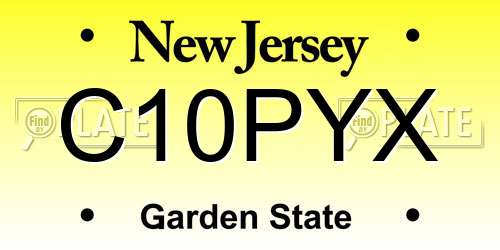 C10PYX New Jersey License Plate