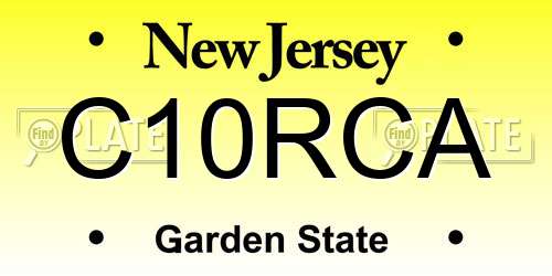 C10RCA New Jersey License Plate